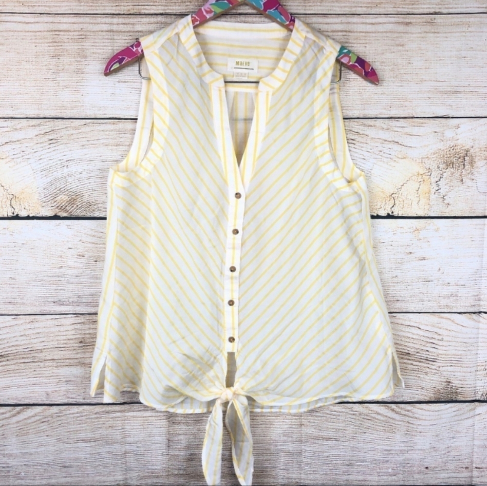 Maeve Yellow and White Striped Blouse
